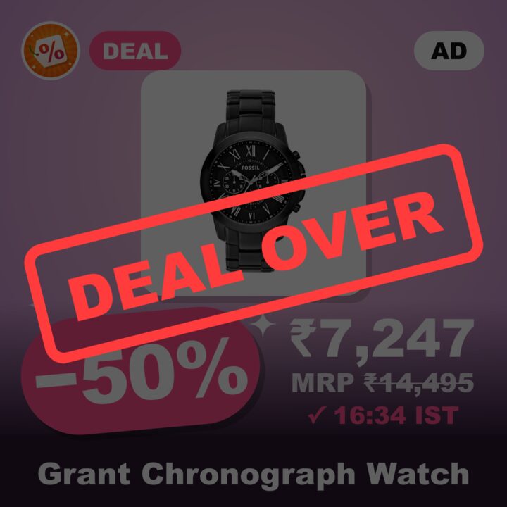 Fossil Grant Black Chronograph Watch FS4832