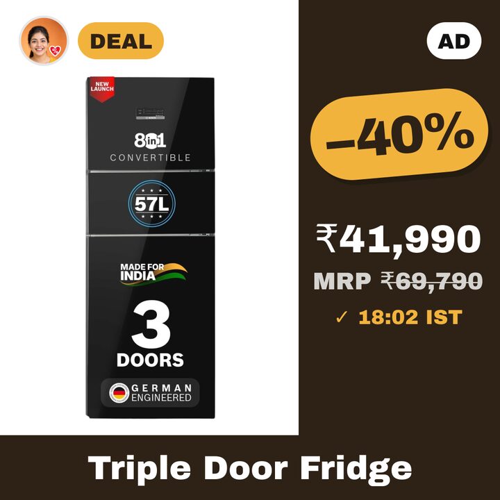 Bosch 335L 3 Star Triple Door Frost Free Refrigerator