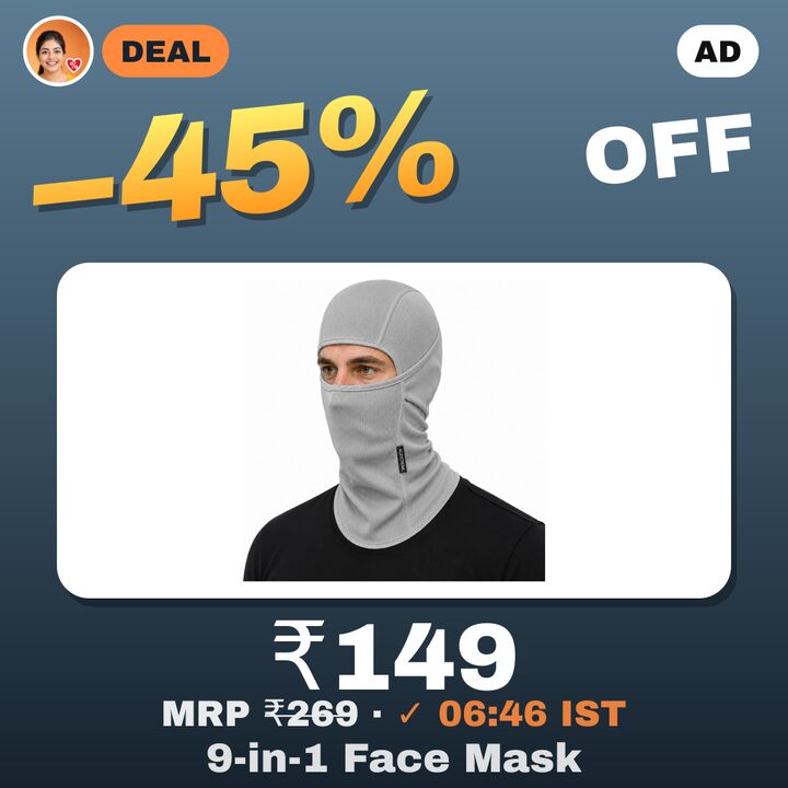 Allextreme 9-in-1 Dryfit Full Face Mask, Grey