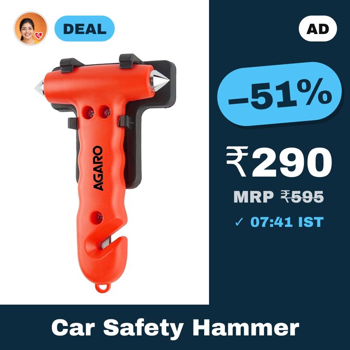 AGARO 2-in-1 Car Safety Window Hammer and Seat Belt Cutter