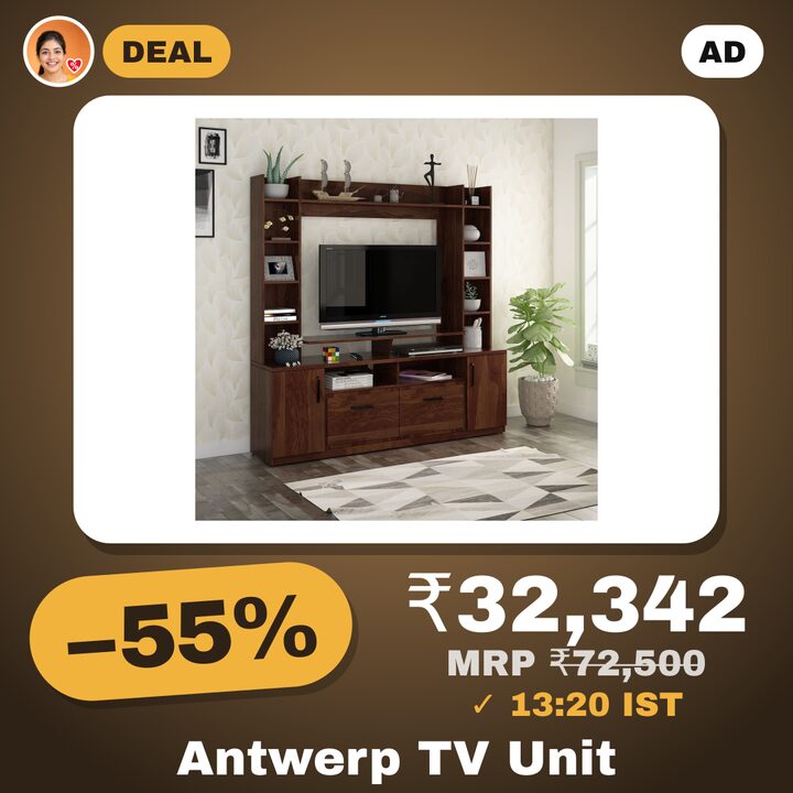 HomeTown Antwerp Full Height TV Unit, Sheesham Colour