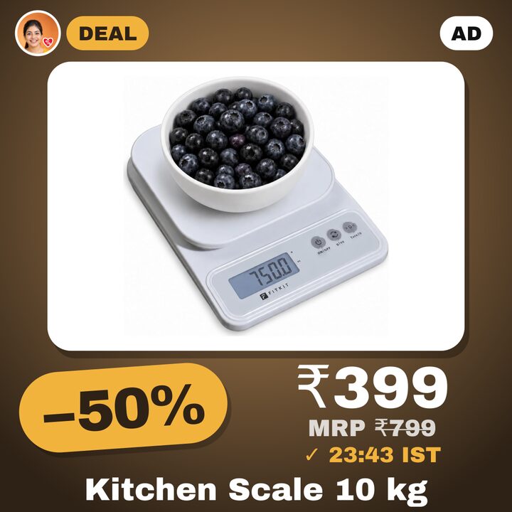 Fitkit Digital Kitchen Food Scale, 10 kg, LCD with tare