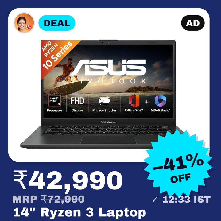 ASUS Vivobook Go 14 Ryzen 3 8GB RAM 512GB SSD Laptop