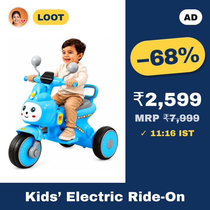 Blue Electric Ride-On for Kids with LED Lights & Bluetooth Music