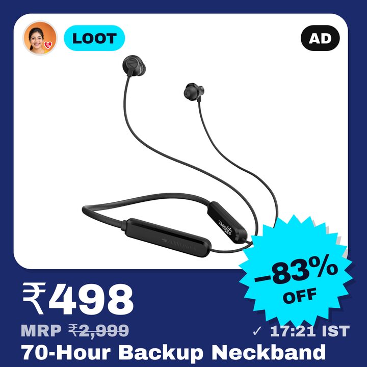 ZEBRONICS Jumbo LITE Bluetooth Neckband with 70-Hour Backup