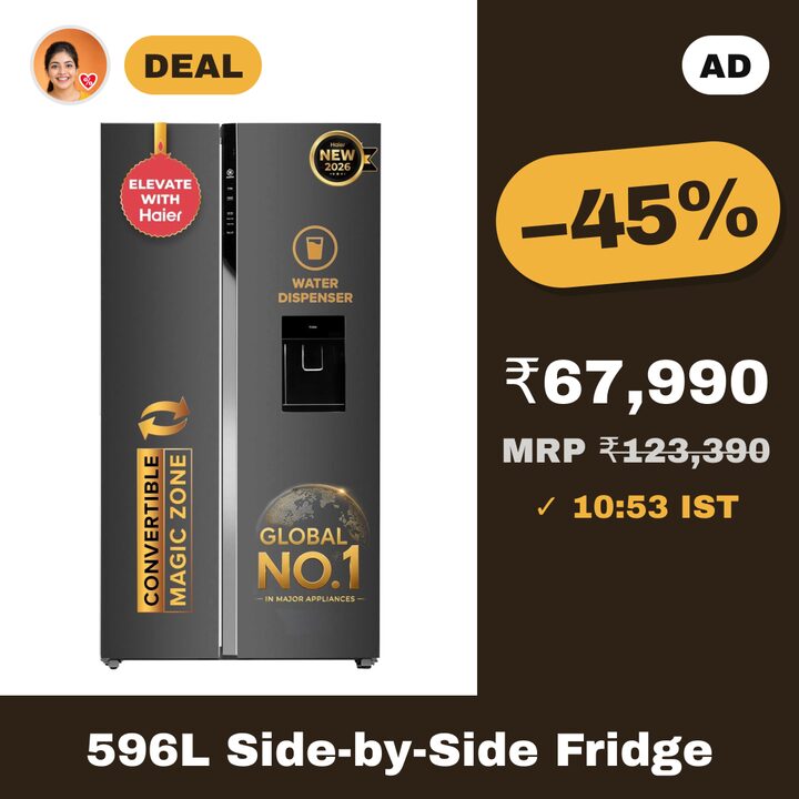 Haier 596L 3 Star Side-by-Side Refrigerator with Water Dispenser