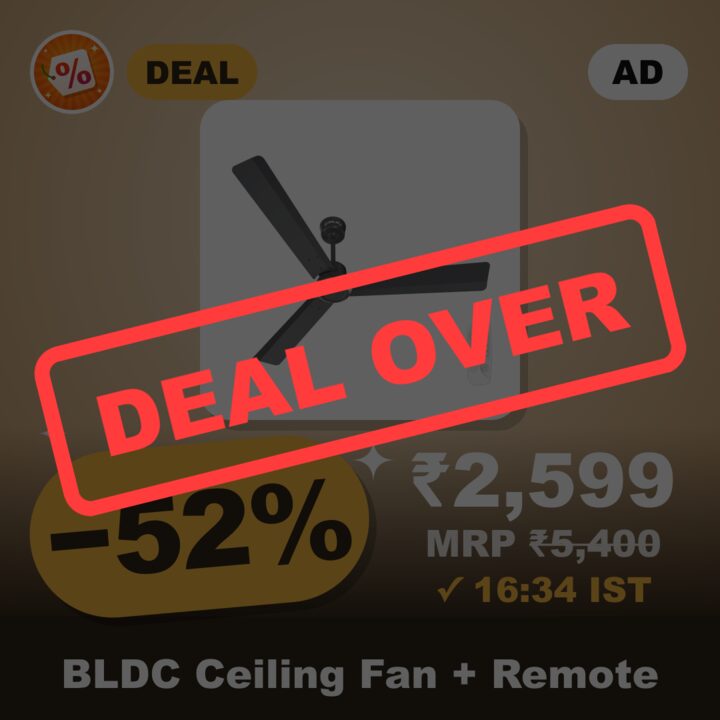 Bajaj Classico Sleek Plus 1200 mm BLDC Ceiling Fan with remote, 5-star