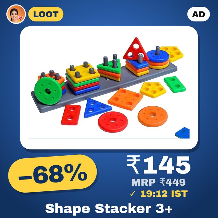 Geometric Shape Stacker Toy for Kids 3+
