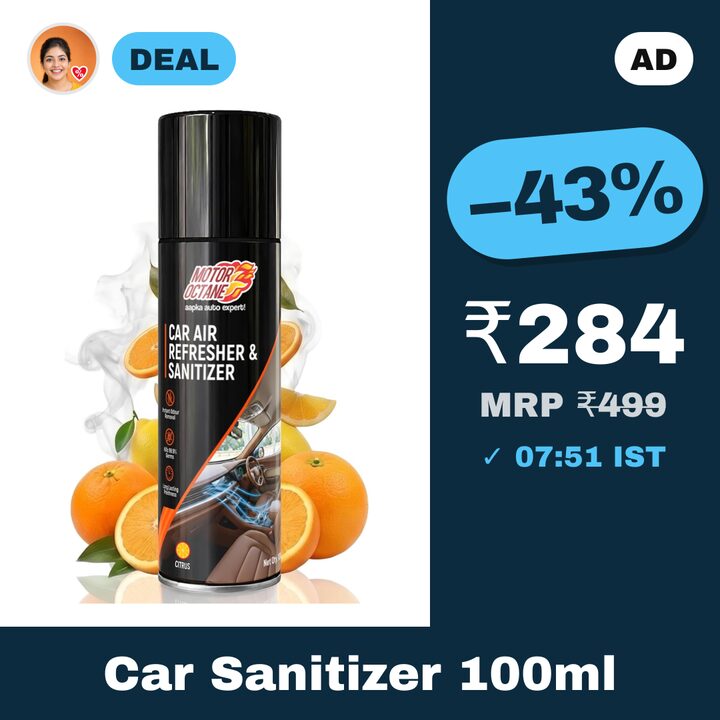 MotorOctane Citrus Car Air Refresher & Sanitizer Spray 100ml