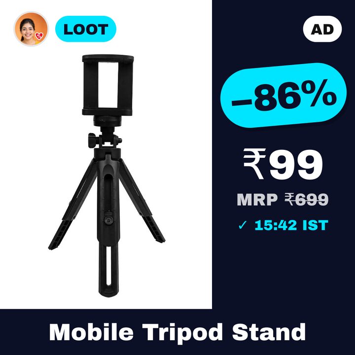 Pora's Mobile Tripod Stand with Universal Phone Clip