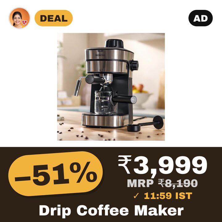 Borosil Brew Mate Drip Coffee Machine, 6 Cups